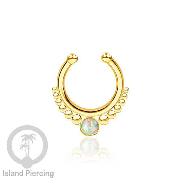 Tindik hidung Septum palsu pakai batu banyak warna, Nose Piercing Septum Jewelry warna gold.