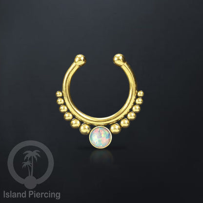 Tindik hidung Septum palsu pakai batu banyak warna, Nose Piercing Septum Jewelry warna gold.
