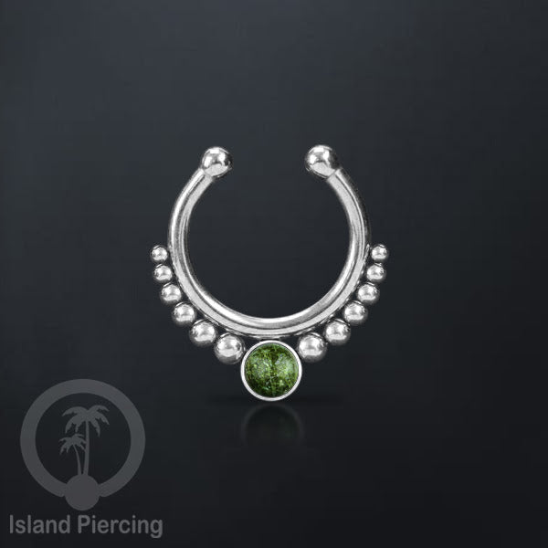 Tindik hidung Septum palsu pakai batu asli banyak warna, Nose Piercing Septum Jewelry warna gold.