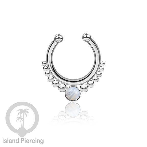 Tindik hidung Septum palsu pakai batu asli banyak warna, Nose Piercing Septum Jewelry warna gold.