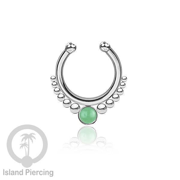 Tindik hidung Septum palsu pakai batu asli banyak warna, Nose Piercing Septum Jewelry warna gold.