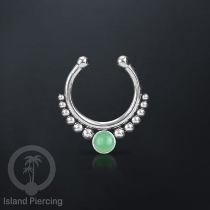 Tindik hidung Septum palsu pakai batu asli banyak warna, Nose Piercing Septum Jewelry warna gold.