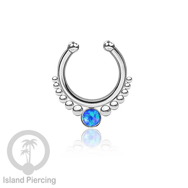 Tindik hidung Septum palsu pakai batu banyak warna, Nose Piercing Septum Jewelry warna silver.