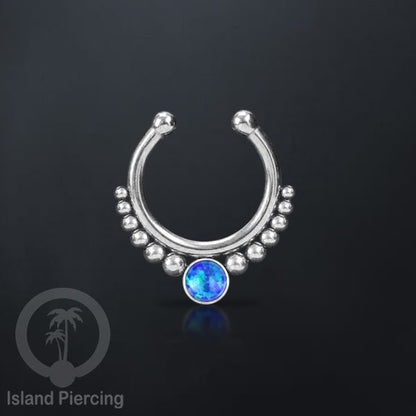 Tindik hidung Septum palsu pakai batu banyak warna, Nose Piercing Septum Jewelry warna silver.