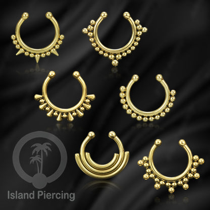 Perhiasan Tindik hidung Septum palsu, Nose Piercing Jewelry tanpa lubang warna gold
