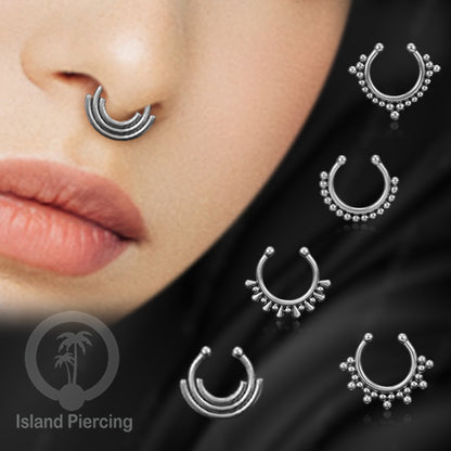 Perhiasan Tindik Septum palsu, Nose Piercing Jewelry tanpa lubang banyak pilihan desain warna silver
