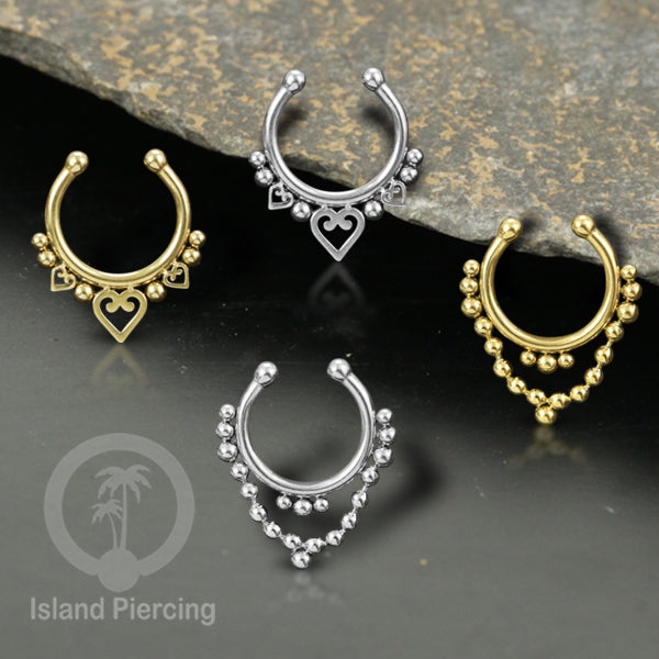 Perhiasan Tindik hidung Septum palsu pakai tanpa lubang, Nose Piercing Septum Jewelry