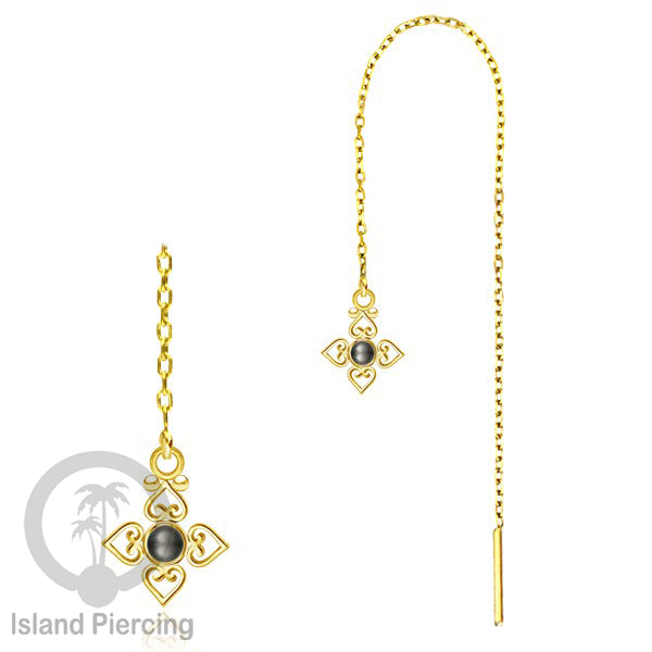 Anting Rantai Ear Threader Stainless warna gold dengan batu banyak variasi model dan warna