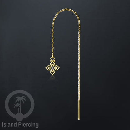 Anting Rantai Ear Threader Stainless warna gold dengan batu banyak variasi model dan warna