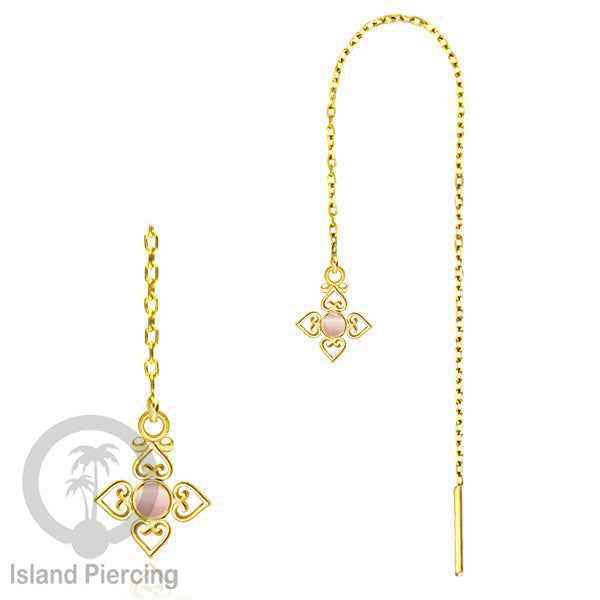 Anting Rantai Ear Threader Stainless warna gold dengan batu banyak variasi model dan warna