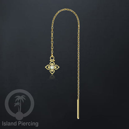Anting Rantai Ear Threader Stainless warna gold dengan batu banyak variasi model dan warna
