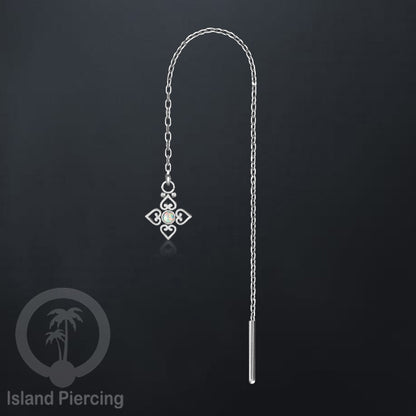 Anting Rantai Ear Threader Stainless warna silver variasi batu anyak model dan warna
