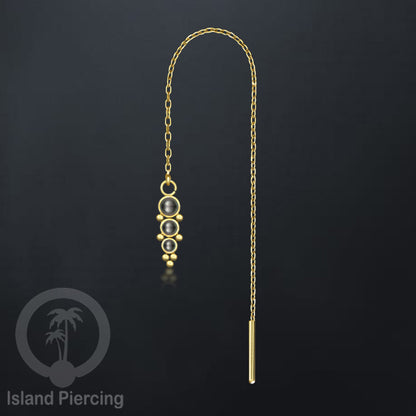 Anting Rantai Ear Threader Stainless warna gold dengan batu banyak variasi model dan warna