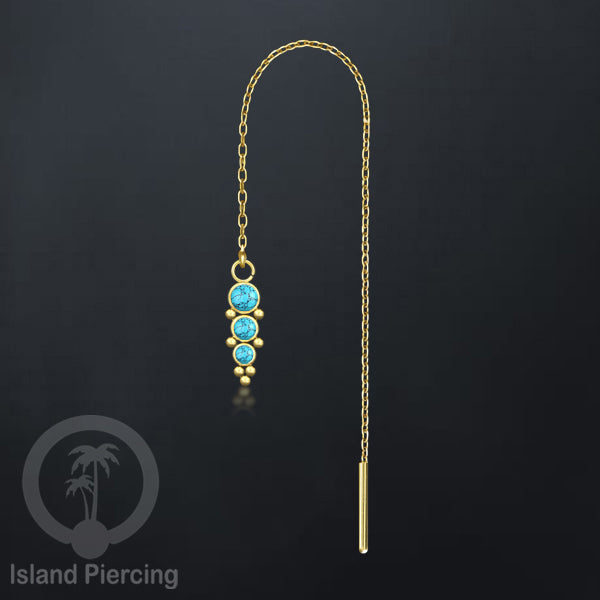 Anting Rantai Ear Threader Stainless warna gold dengan batu banyak variasi model dan warna