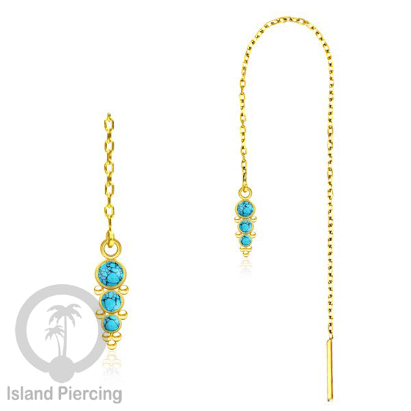 Anting Rantai Ear Threader Stainless warna gold dengan batu banyak variasi model dan warna