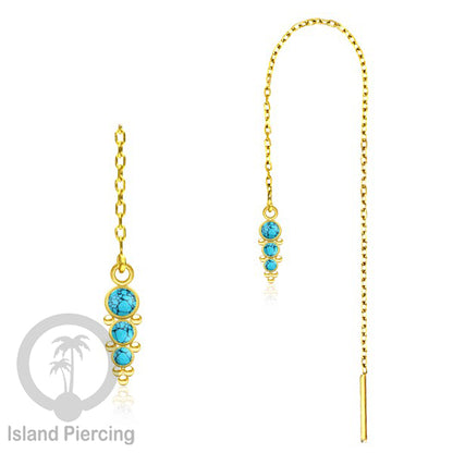 Anting Rantai Ear Threader Stainless warna gold dengan batu banyak variasi model dan warna