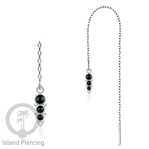 Anting Rantai Ear Threader Stainless warna silver variasi batu anyak model dan warna