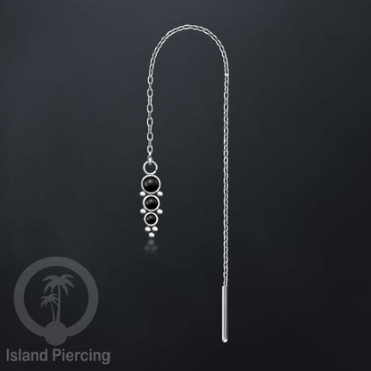 Anting Rantai Ear Threader Stainless warna silver variasi batu anyak model dan warna