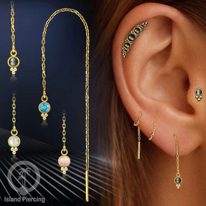 Anting Rantai Ear Threader Stainless warna gold dengan batu banyak variasi model dan warna