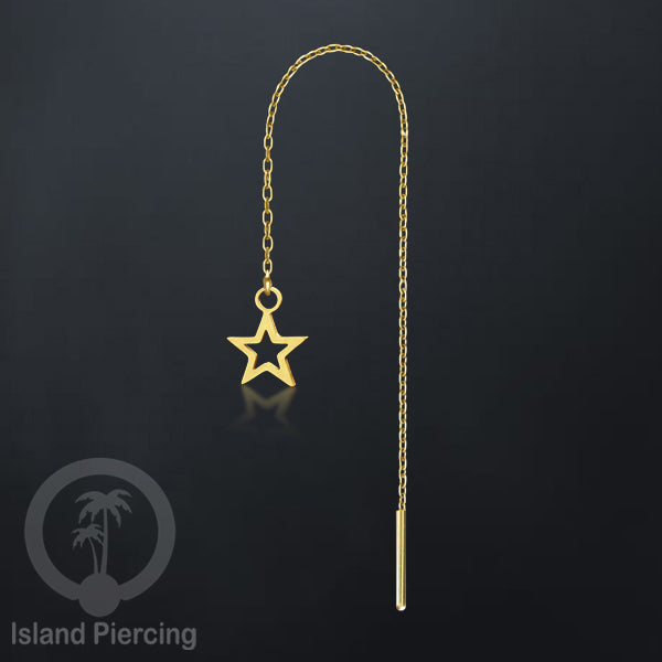 Anting Rantai Ear Threader Stainless warna gold motif Bintang, Love Heart, Lotus, Peace, Flower of Life...
