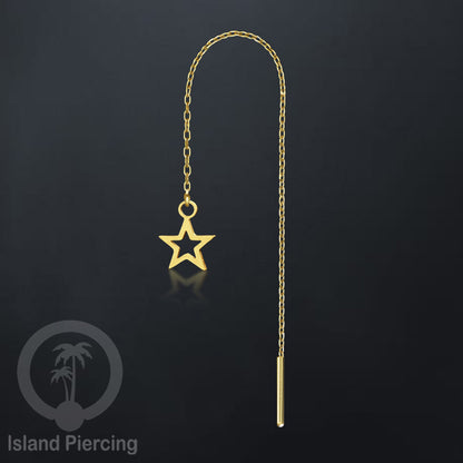 Anting Rantai Ear Threader Stainless warna gold motif Bintang, Love Heart, Lotus, Peace, Flower of Life...