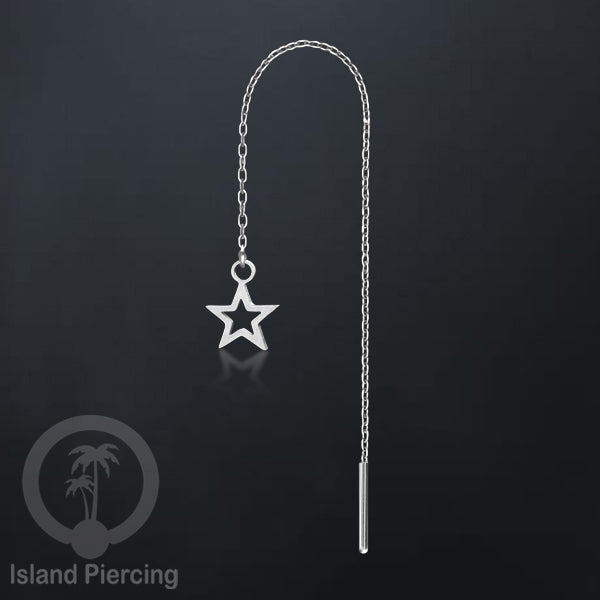 Anting Rantai Ear Threader Stainless warna silver motif Bintang, Love Heart, Lotus, Peace, Flower of Life...