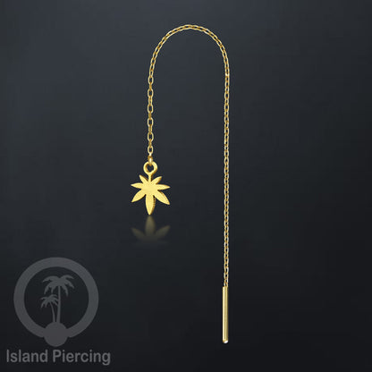 Anting Rantai Ear Threader Stainless warna gold motif Bintang, Love Heart, Lotus, Peace, Flower of Life...