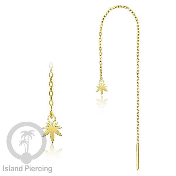 Anting Rantai Ear Threader Stainless warna gold motif Bintang, Love Heart, Lotus, Peace, Flower of Life...