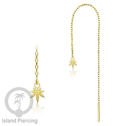 Anting Rantai Ear Threader Stainless warna gold motif Bintang, Love Heart, Lotus, Peace, Flower of Life...