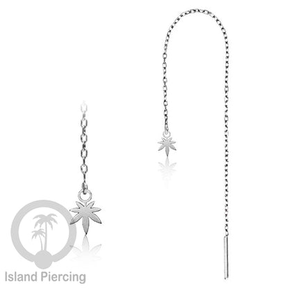 Anting Rantai Ear Threader Stainless warna silver motif Bintang, Love Heart, Lotus, Peace, Flower of Life...