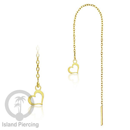 Anting Rantai Ear Threader Stainless warna gold motif Bintang, Love Heart, Lotus, Peace, Flower of Life...