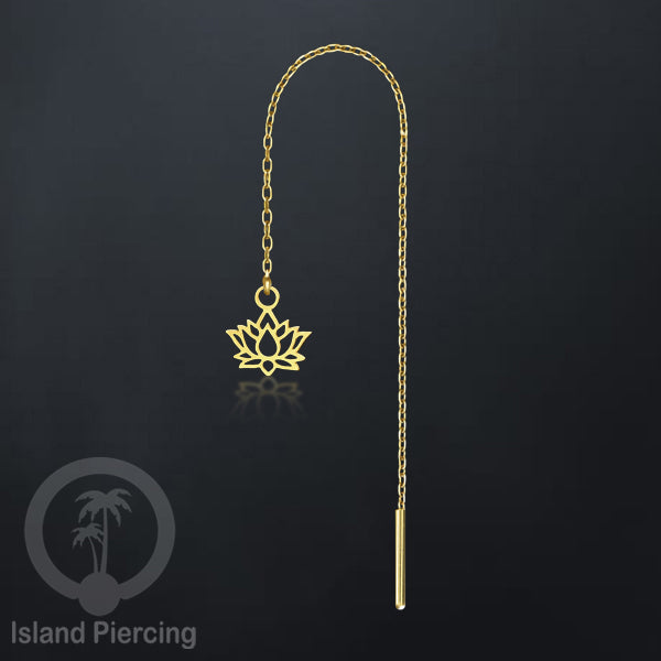 Anting Rantai Ear Threader Stainless warna gold motif Bintang, Love Heart, Lotus, Peace, Flower of Life...