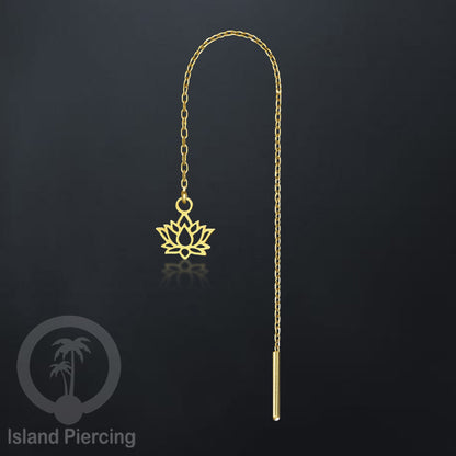 Anting Rantai Ear Threader Stainless warna gold motif Bintang, Love Heart, Lotus, Peace, Flower of Life...