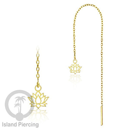 Anting Rantai Ear Threader Stainless warna gold motif Bintang, Love Heart, Lotus, Peace, Flower of Life...