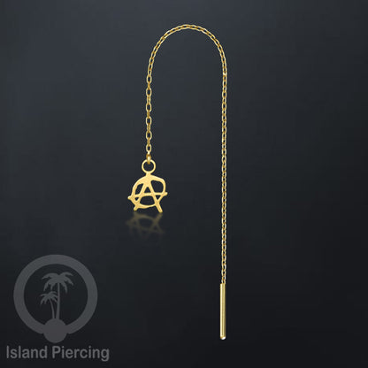 Anting Rantai Ear Threader Stainless warna gold motif Bintang, Love Heart, Lotus, Peace, Flower of Life...