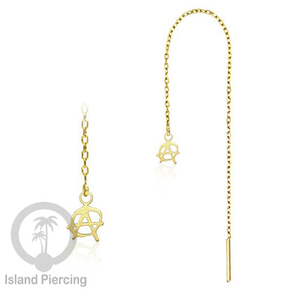 Anting Rantai Ear Threader Stainless warna gold motif Bintang, Love Heart, Lotus, Peace, Flower of Life...