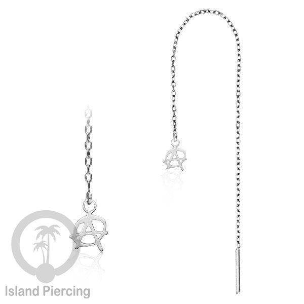 Anting Rantai Ear Threader Stainless warna silver motif Bintang, Love Heart, Lotus, Peace, Flower of Life...