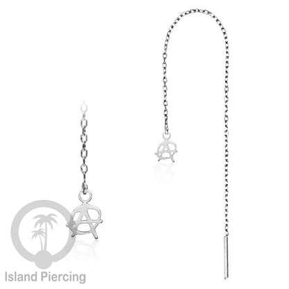 Anting Rantai Ear Threader Stainless warna silver motif Bintang, Love Heart, Lotus, Peace, Flower of Life...