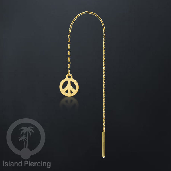 Anting Rantai Ear Threader Stainless warna gold motif Bintang, Love Heart, Lotus, Peace, Flower of Life...