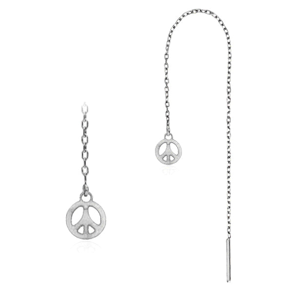 Anting Rantai Ear Threader Stainless warna silver motif Bintang, Love Heart, Lotus, Peace, Flower of Life...