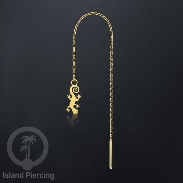 Anting Rantai Ear Threader Stainless warna gold motif Kupu2, Gecko, Ular, Kura2, Burung, Capung