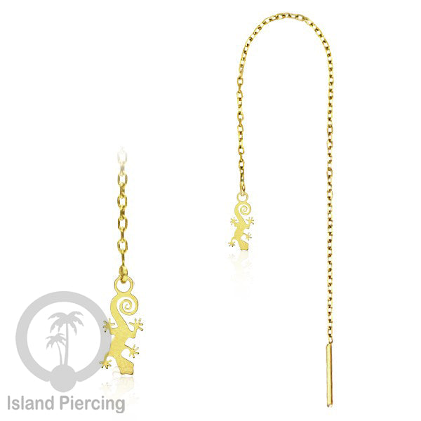 Anting Rantai Ear Threader Stainless warna gold motif Kupu2, Gecko, Ular, Kura2, Burung, Capung