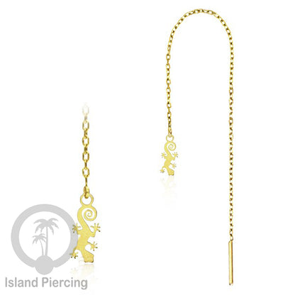 Anting Rantai Ear Threader Stainless warna gold motif Kupu2, Gecko, Ular, Kura2, Burung, Capung