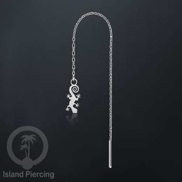 Anting Rantai Ear Threader Stainless warna silver motif Kupu2, Gecko, Ular, Kura2, Burung, Capung
