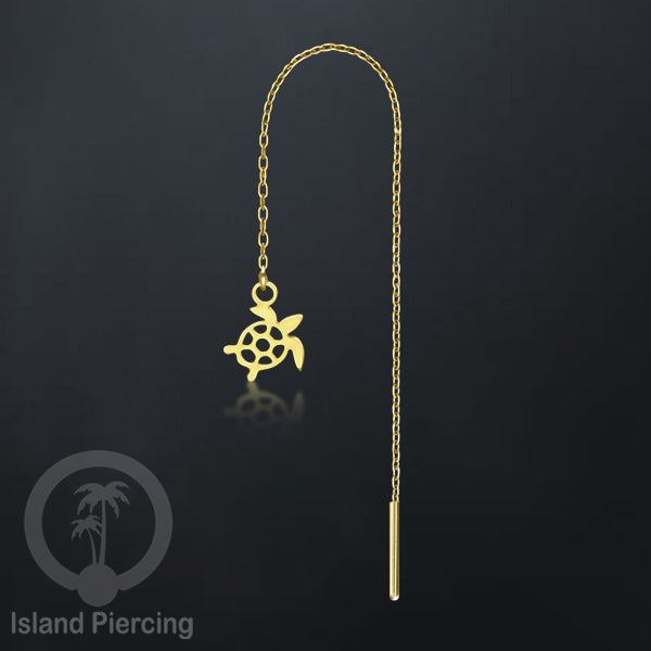 Anting Rantai Ear Threader Stainless warna gold motif Kupu2, Gecko, Ular, Kura2, Burung, Capung