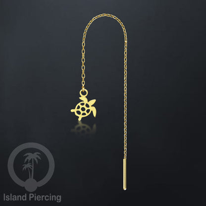 Anting Rantai Ear Threader Stainless warna gold motif Kupu2, Gecko, Ular, Kura2, Burung, Capung