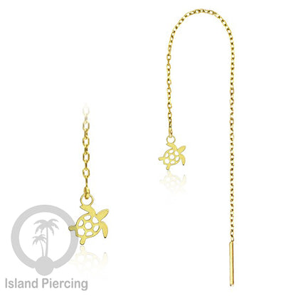 Anting Rantai Ear Threader Stainless warna gold motif Kupu2, Gecko, Ular, Kura2, Burung, Capung