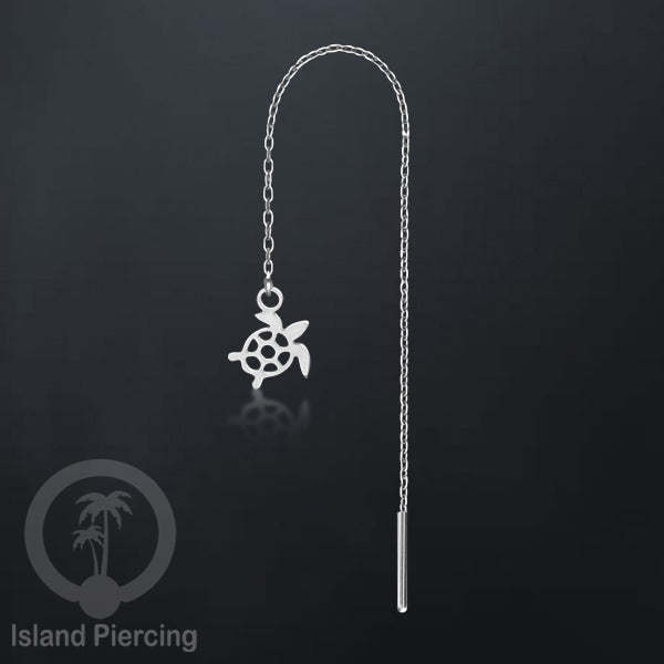 Anting Rantai Ear Threader Stainless warna silver motif Kupu2, Gecko, Ular, Kura2, Burung, Capung