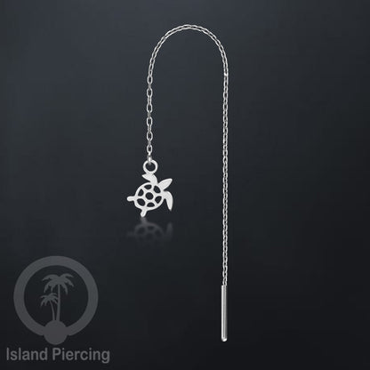 Anting Rantai Ear Threader Stainless warna silver motif Kupu2, Gecko, Ular, Kura2, Burung, Capung
