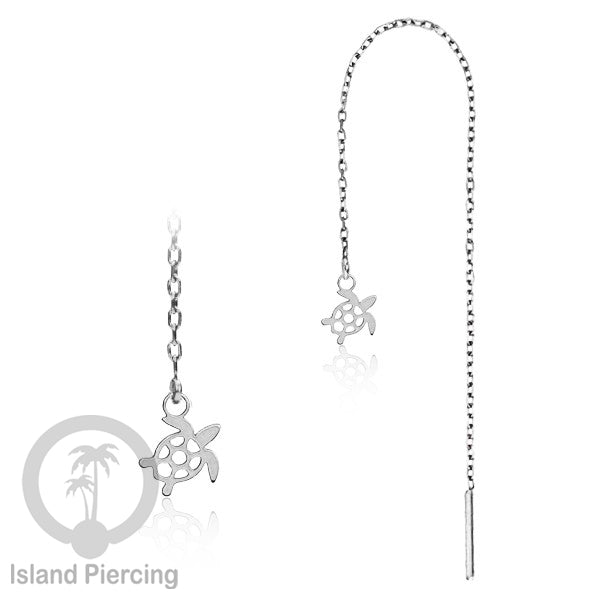 Anting Rantai Ear Threader Stainless warna silver motif Kupu2, Gecko, Ular, Kura2, Burung, Capung
